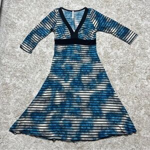 Purple Rain Elegant Blue and Black Striped Dress